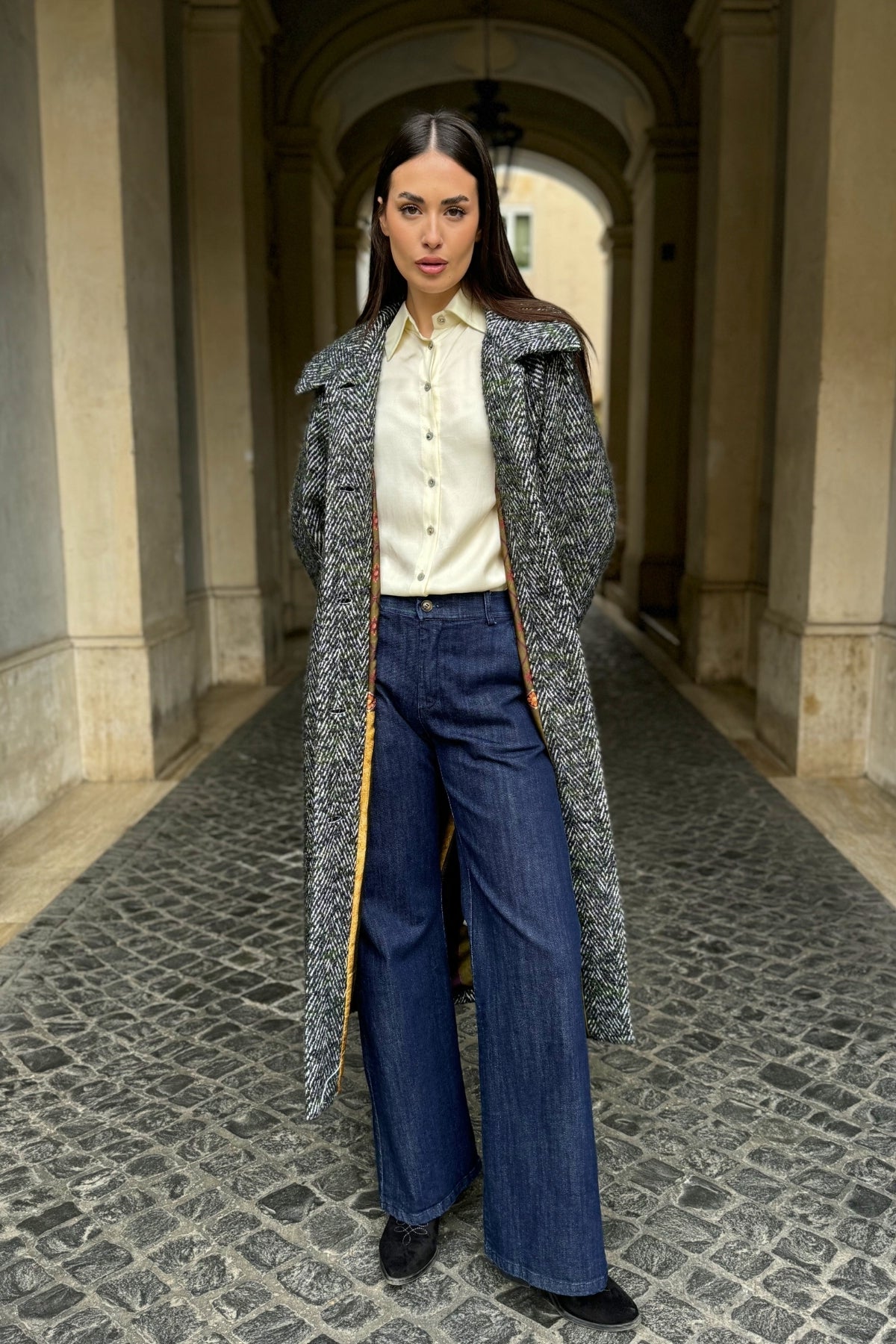 WU-SIDE - cappotto spigato - VERDE MILITARE