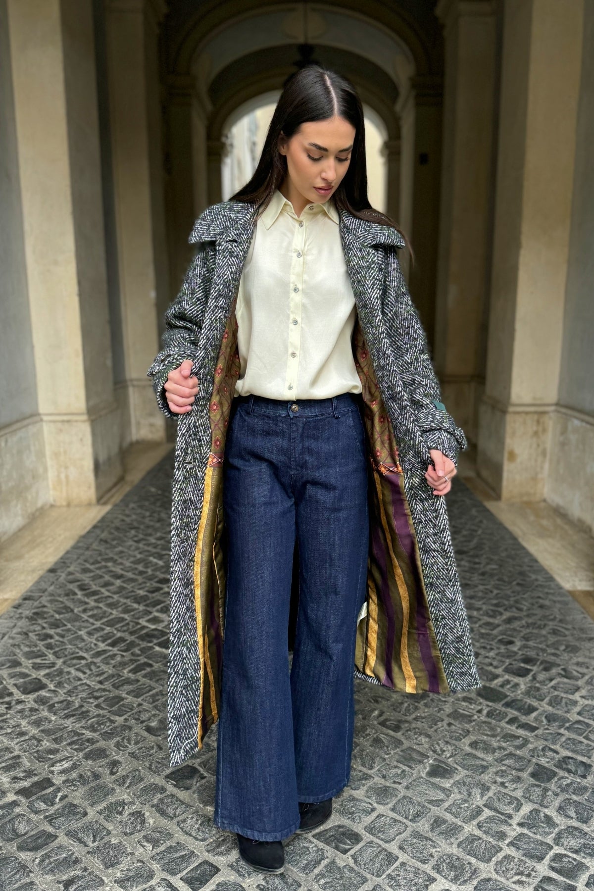 WU-SIDE - cappotto spigato - VERDE MILITARE