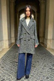 WU-SIDE - cappotto doppio petto spigato - VERDE MILITARE