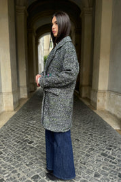 WU-SIDE - cappotto doppio petto spigato - VERDE MILITARE