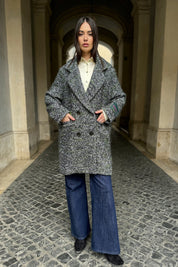 WU-SIDE - cappotto doppio petto spigato - VERDE MILITARE