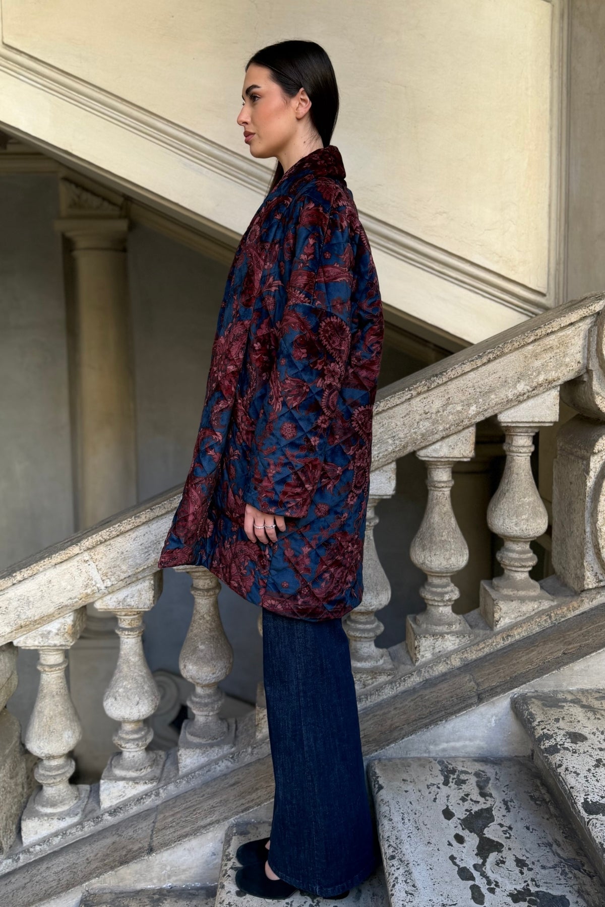 FLOW - kimono velluto paris - blue burgundy