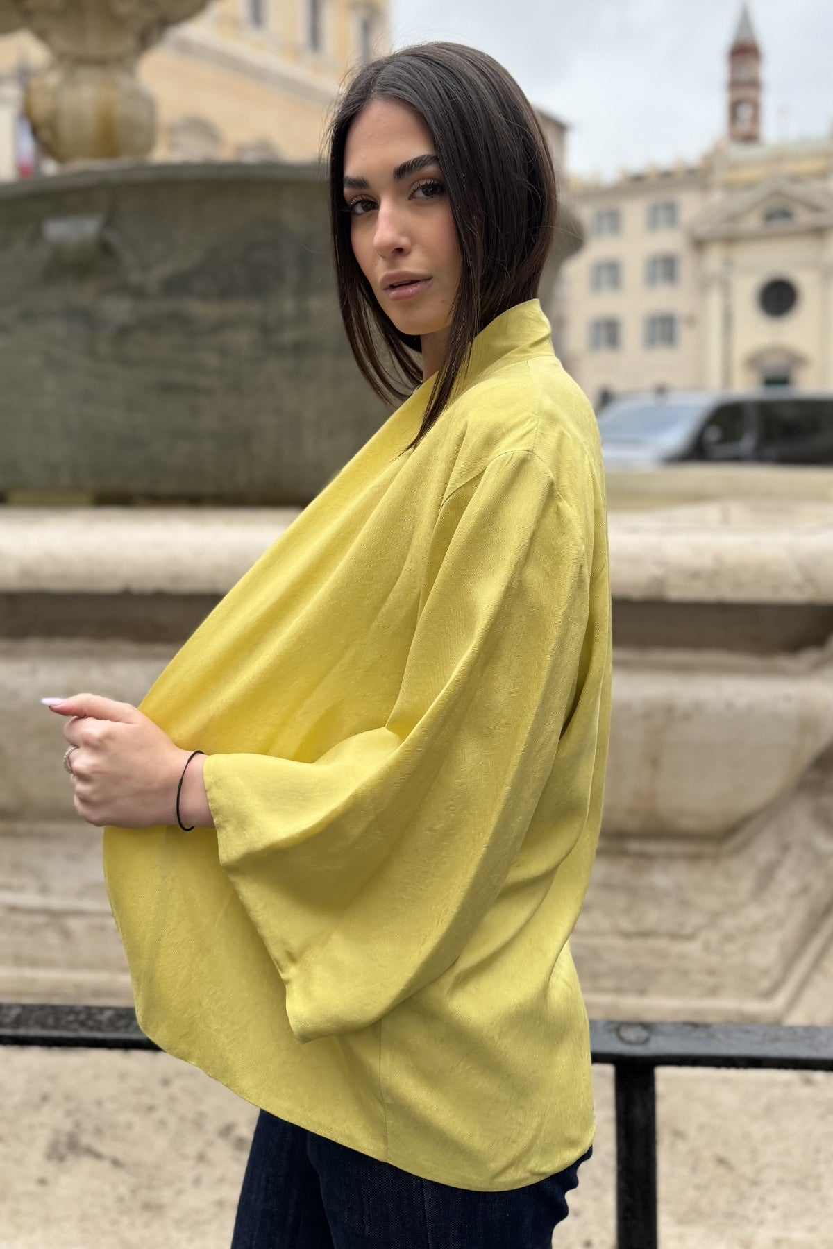 WU-SIDE - giacca kimono viscosa - ORO