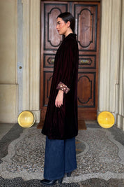WU-SIDE - kimono velluto - CAFFE