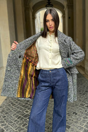 WU-SIDE - cappotto doppio petto spigato - VERDE MILITARE