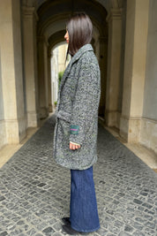 WU-SIDE - cappotto doppio petto spigato - VERDE MILITARE
