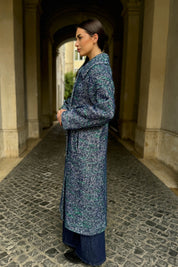 WU-SIDE - cappotto spigato - BLUE VERDE
