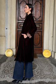 WU-SIDE - kimono velluto - CAFFE