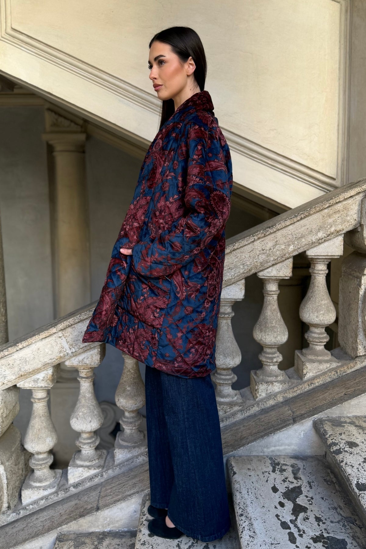 FLOW - kimono velluto paris - blue burgundy