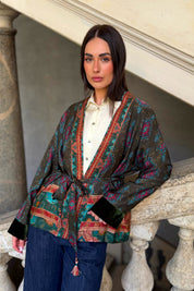 WU-SIDE - giacca kimono viscosa - MILITARE