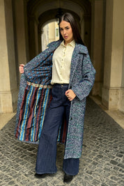 WU-SIDE - cappotto spigato - BLUE VERDE