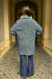 WU-SIDE - cappotto doppio petto spigato - BLUE VERDE