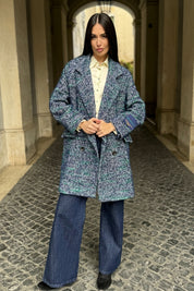 WU-SIDE - cappotto doppio petto spigato - BLUE VERDE
