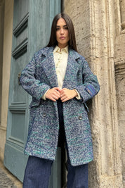 WU-SIDE - cappotto doppio petto spigato - BLUE VERDE