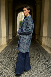 WU-SIDE - cappotto doppio petto spigato - BLUE VERDE