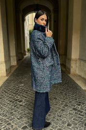 WU-SIDE - cappotto doppio petto spigato - BLUE VERDE
