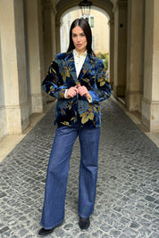 WU-SIDE - giacca devore velluto - BLUE GOLD