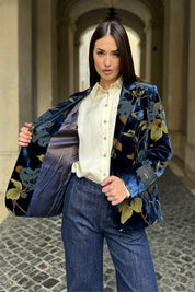 WU-SIDE - giacca devore velluto - BLUE GOLD