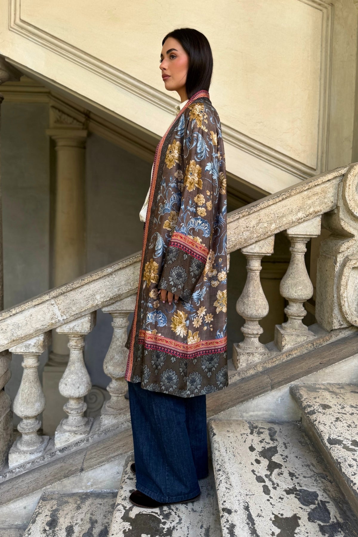 WU-SIDE - kimono viscosa mid - MILITARE TABACCO