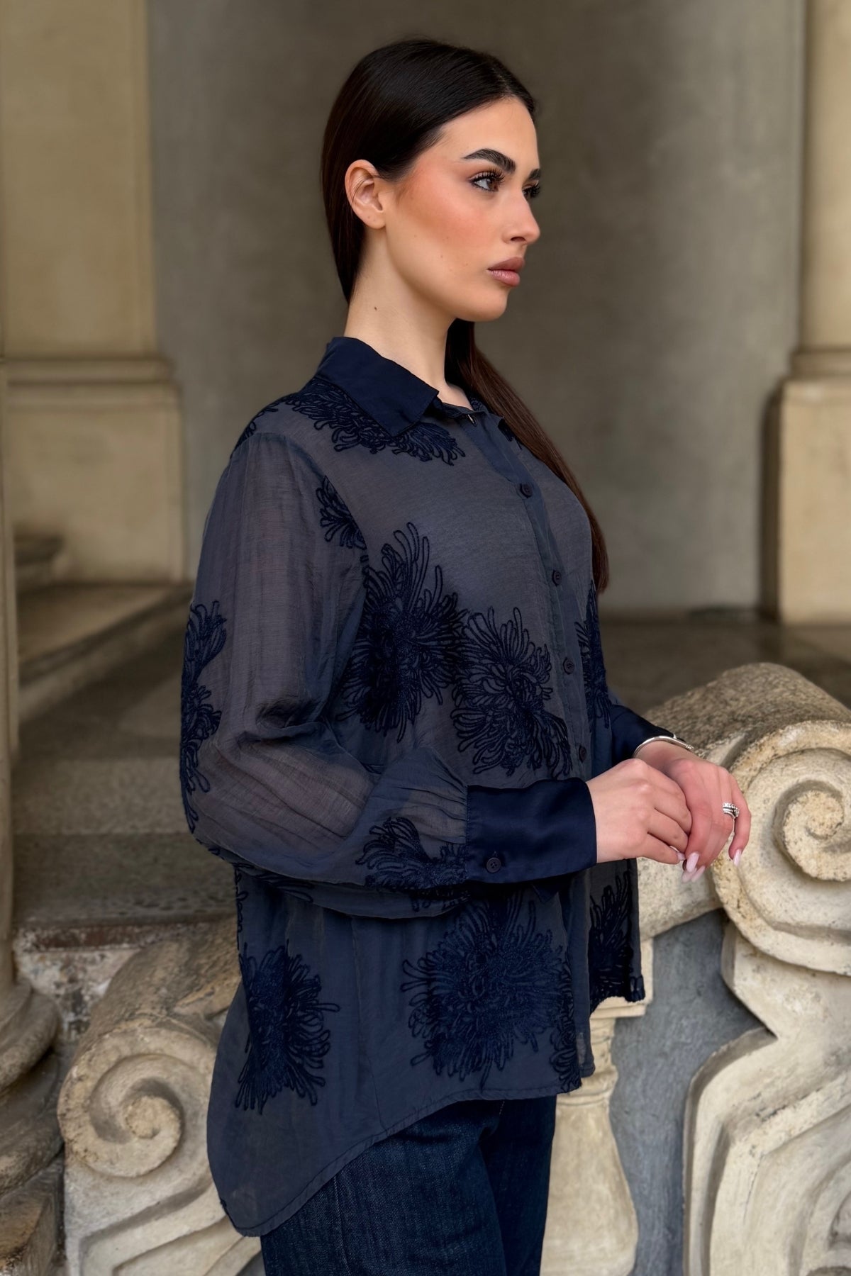 ARTEFILIA-MILANO - camicia solana ricamo - ECLISSI