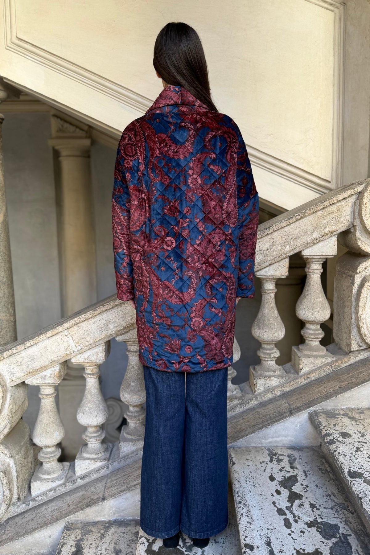 FLOW - kimono velluto paris - blue burgundy