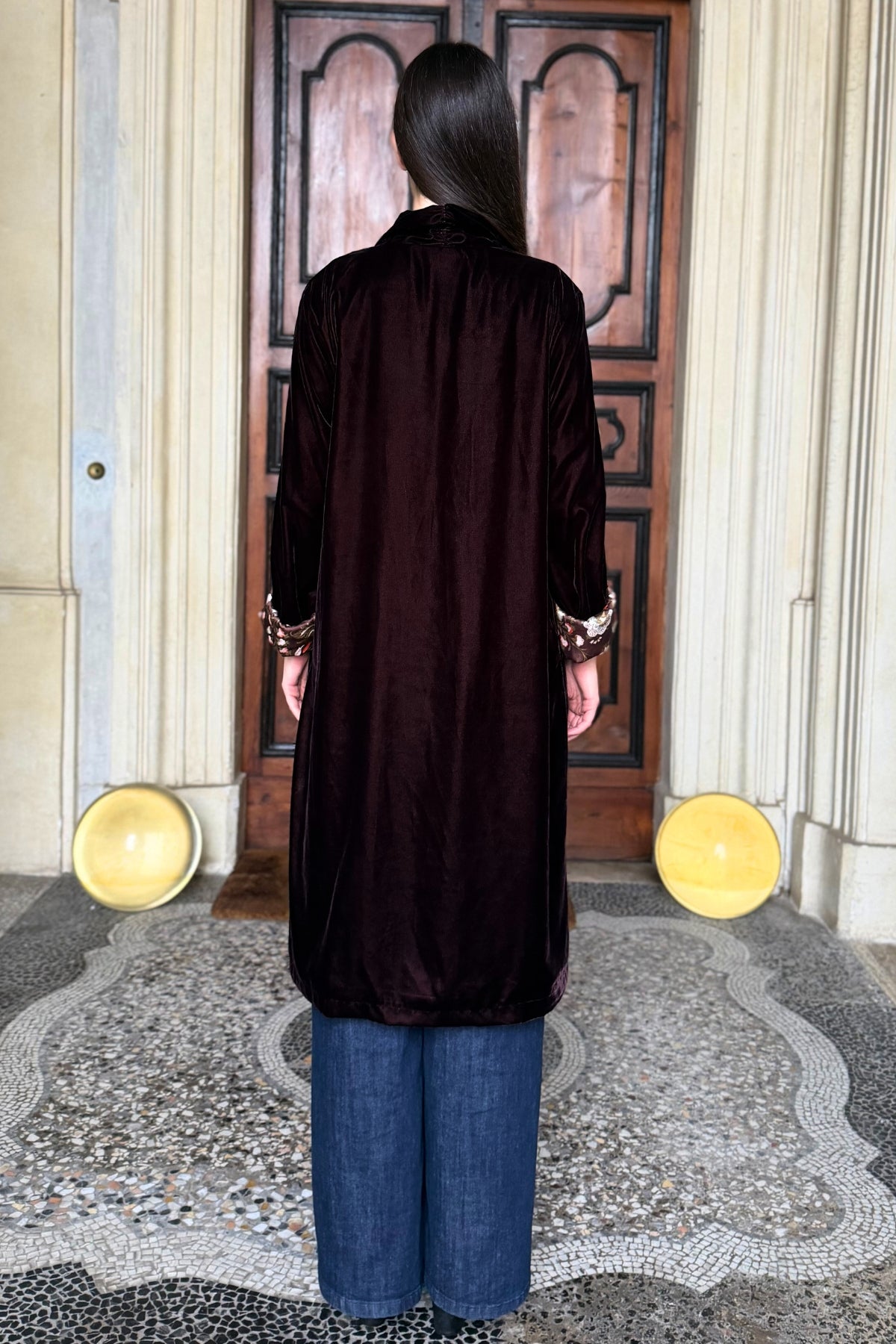 WU-SIDE - kimono velluto - CAFFE