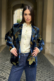 WU-SIDE - giacca devore velluto - BLUE GOLD