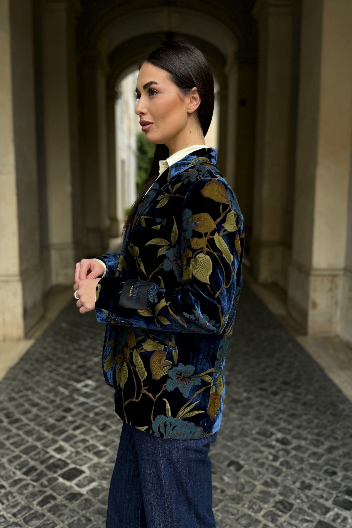 WU-SIDE - giacca devore velluto - BLUE GOLD