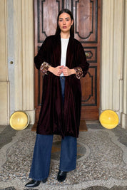 WU-SIDE - kimono velluto - CAFFE