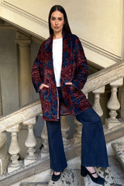 FLOW - kimono velluto paris - blue burgundy