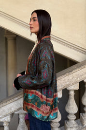 WU-SIDE - giacca kimono viscosa - MILITARE