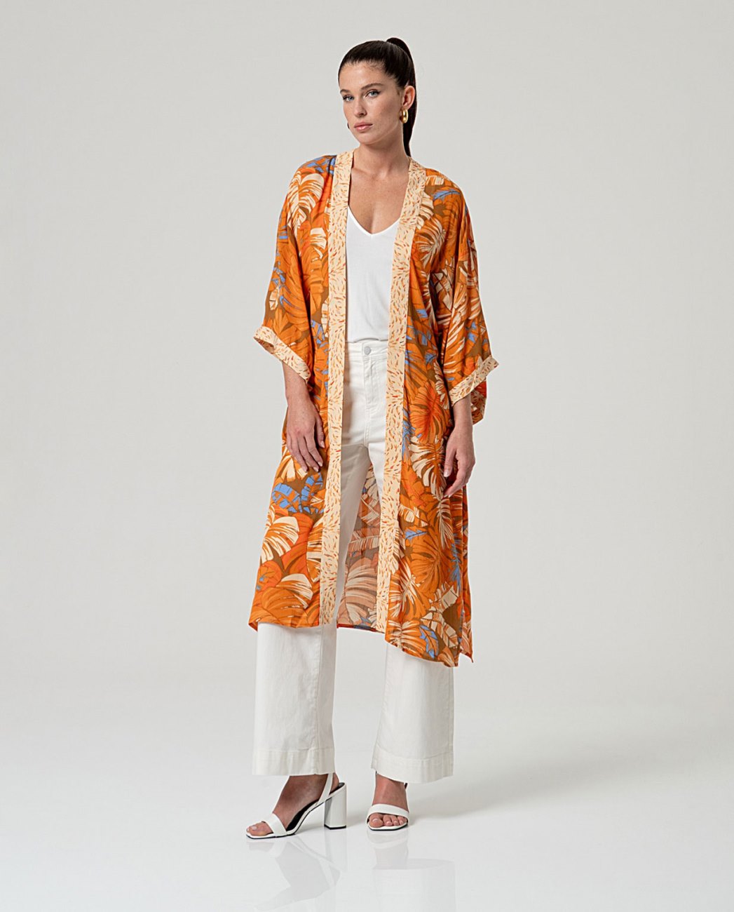 SURKANA - kimono viscosa sfoderato - ARANCIO