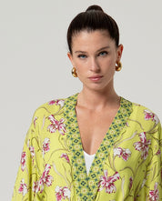 SURKANA - kimono viscosa sfoderato - VERDE ACIDO