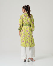 SURKANA - kimono viscosa sfoderato - VERDE ACIDO