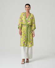 SURKANA - kimono viscosa sfoderato - VERDE ACIDO