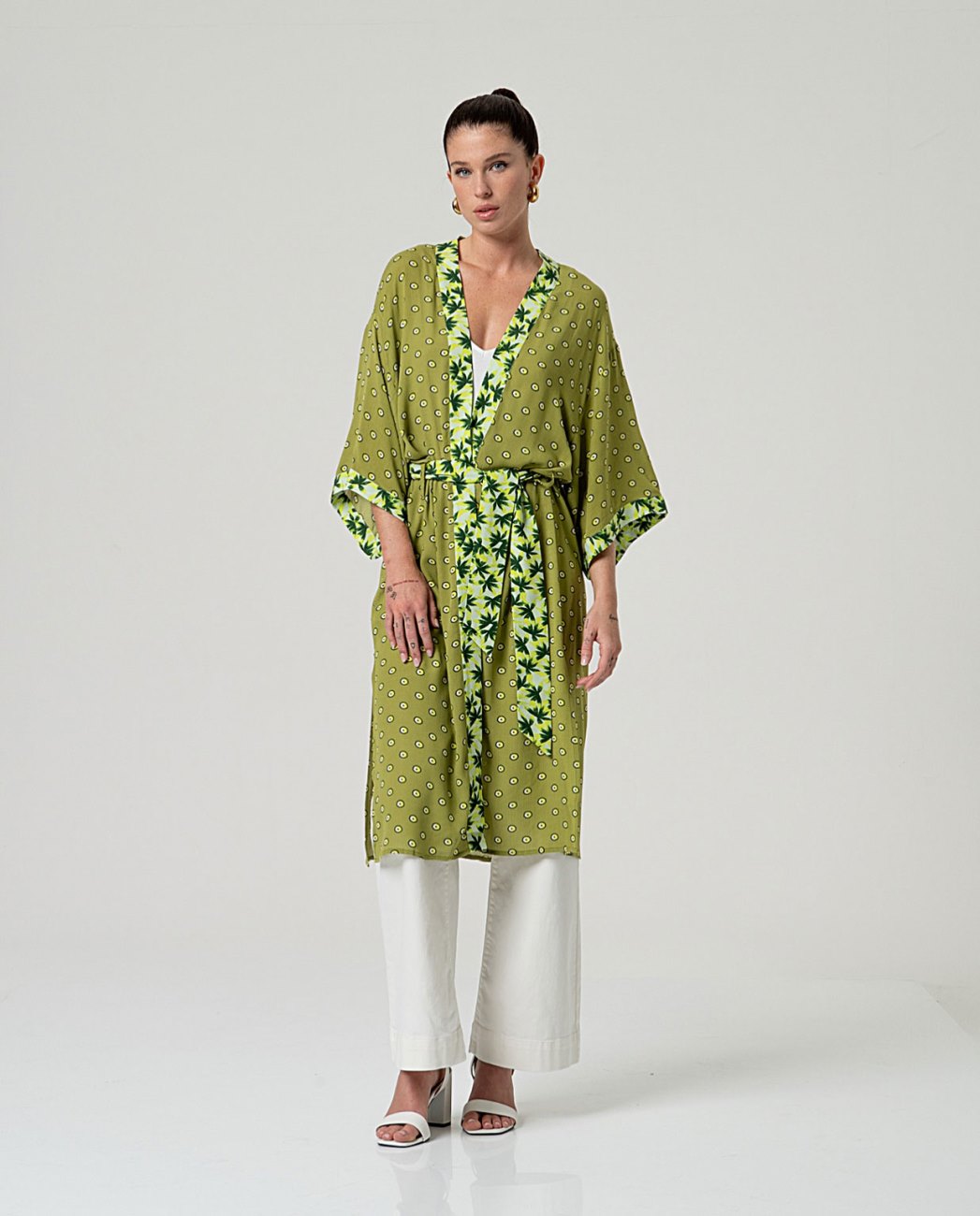 SURKANA - kimono viscosa sfoderato - VERDE