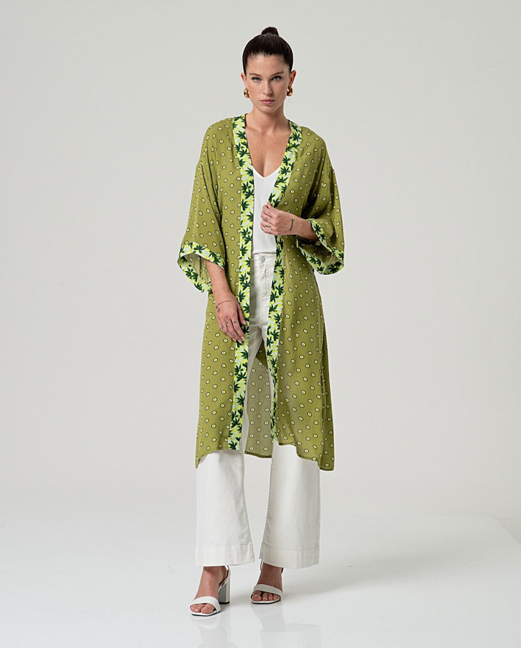 SURKANA - kimono viscosa sfoderato - VERDE