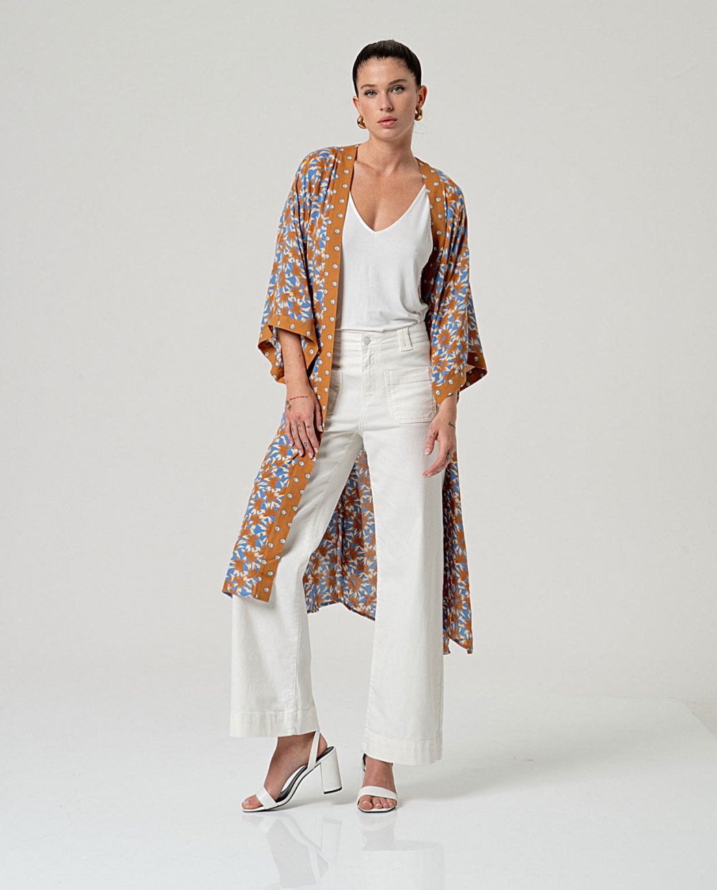 SURKANA - kimono viscosa sfoderato - MARRONE