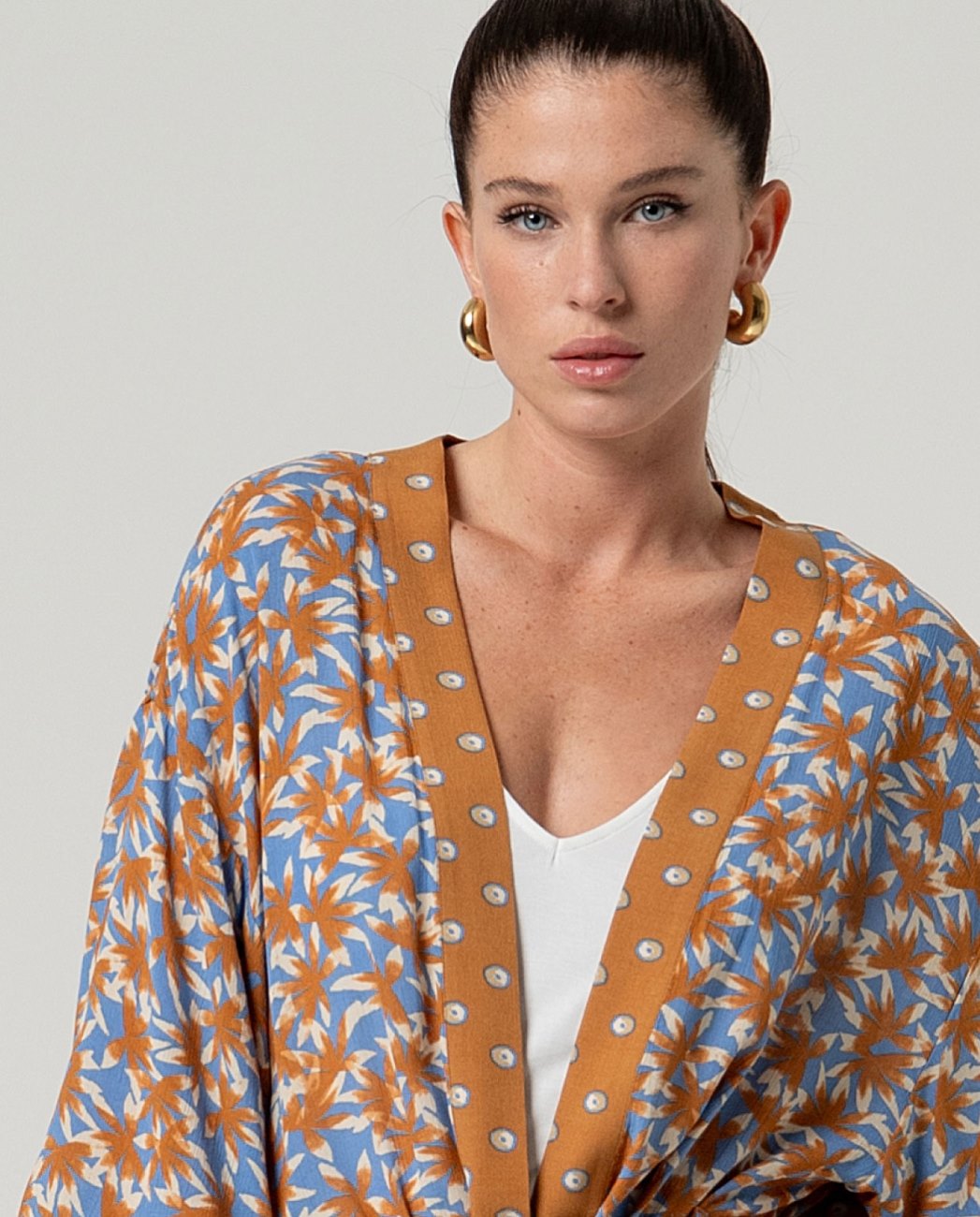 SURKANA - kimono viscosa sfoderato - MARRONE