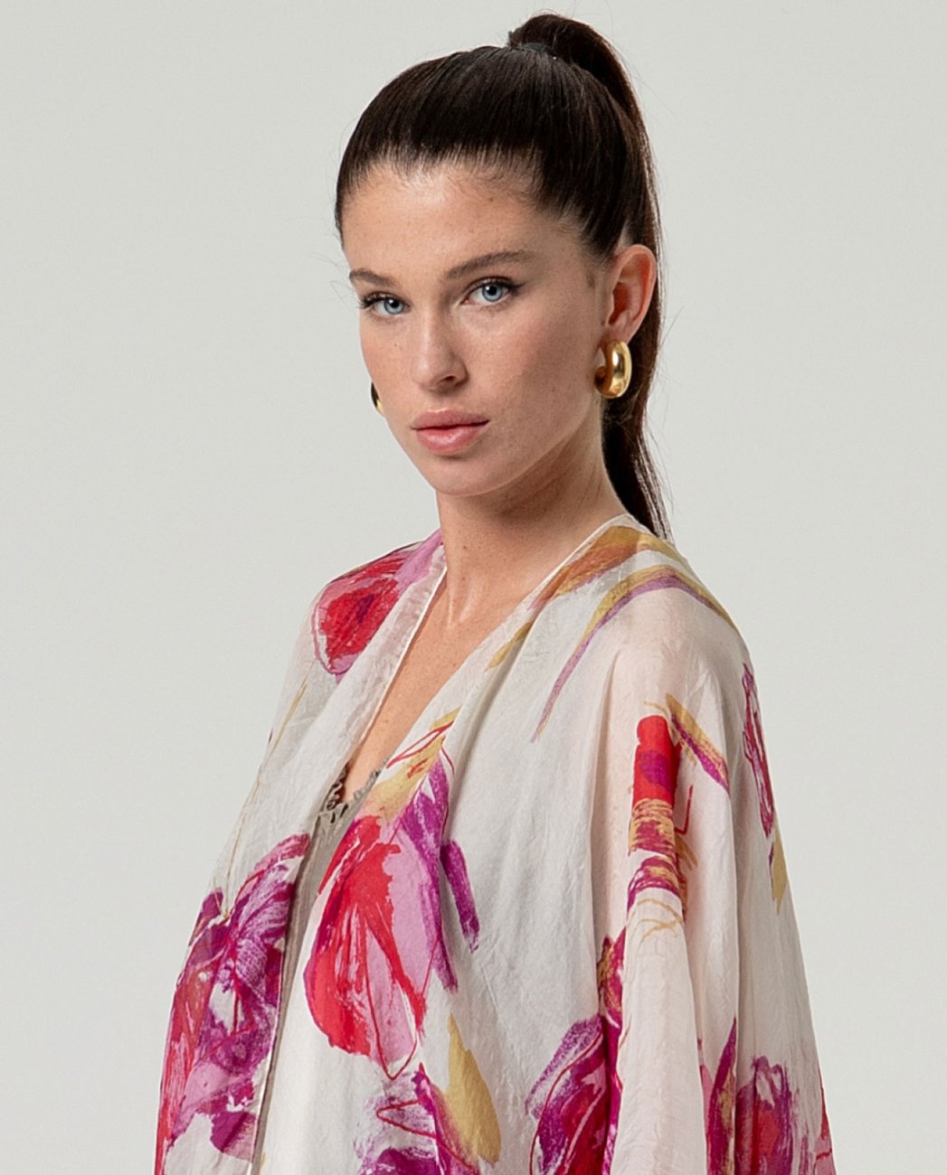 SURKANA - kaftano aperto stampato - BIANCO