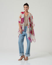 SURKANA - kaftano aperto stampato - BIANCO