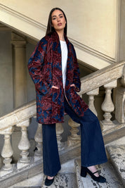 FLOW - kimono velluto paris - blue burgundy