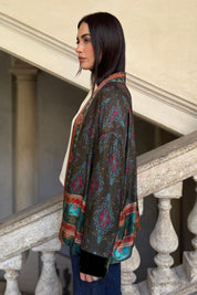 WU-SIDE - giacca kimono viscosa - MILITARE