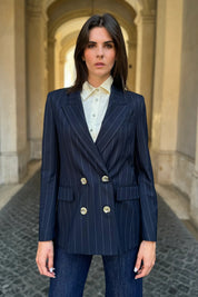 HAPPY 25 - giacca gessata- BLUE