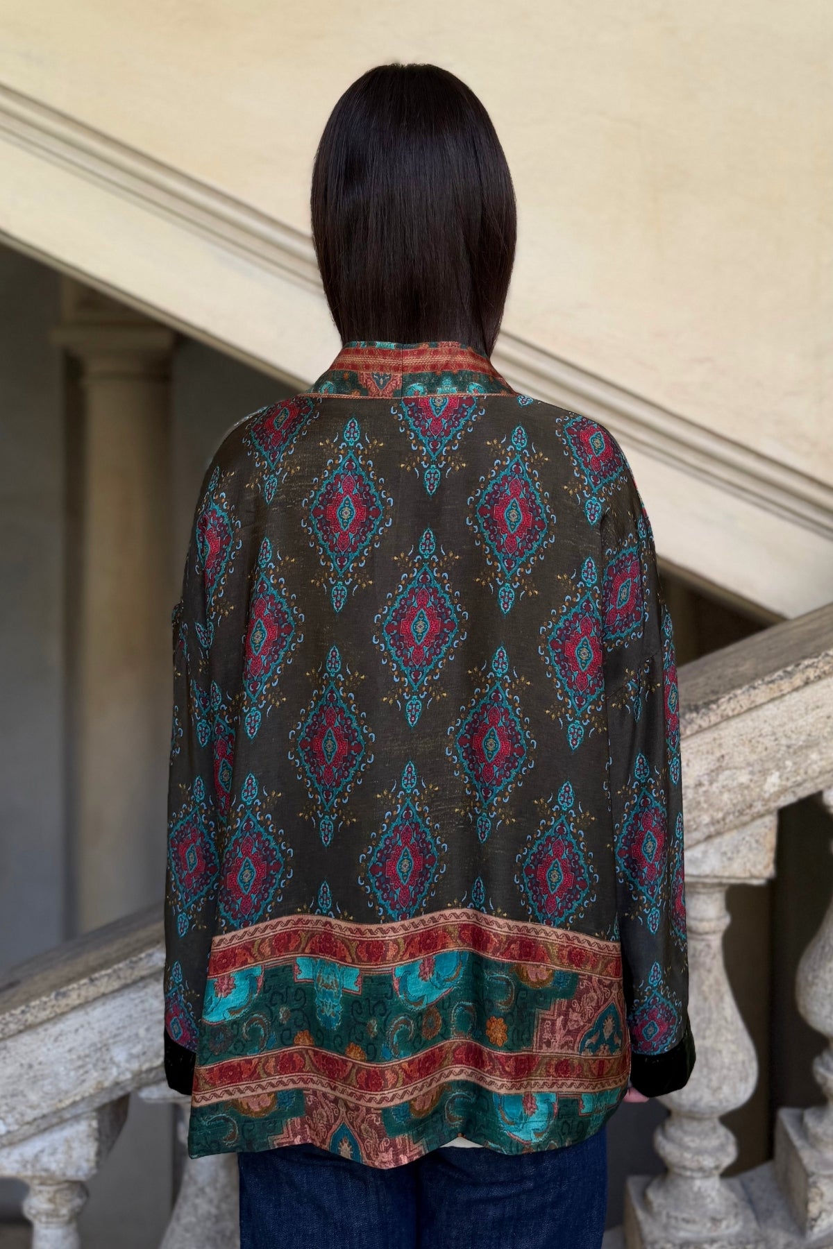 WU-SIDE - giacca kimono viscosa - MILITARE