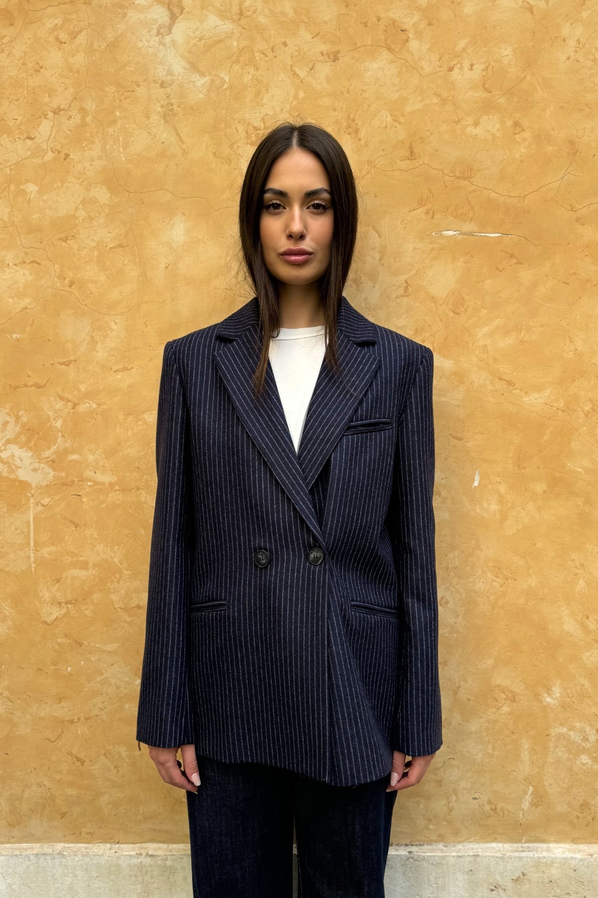 MAISON HOTEL - giacca jackie lana - NAVY