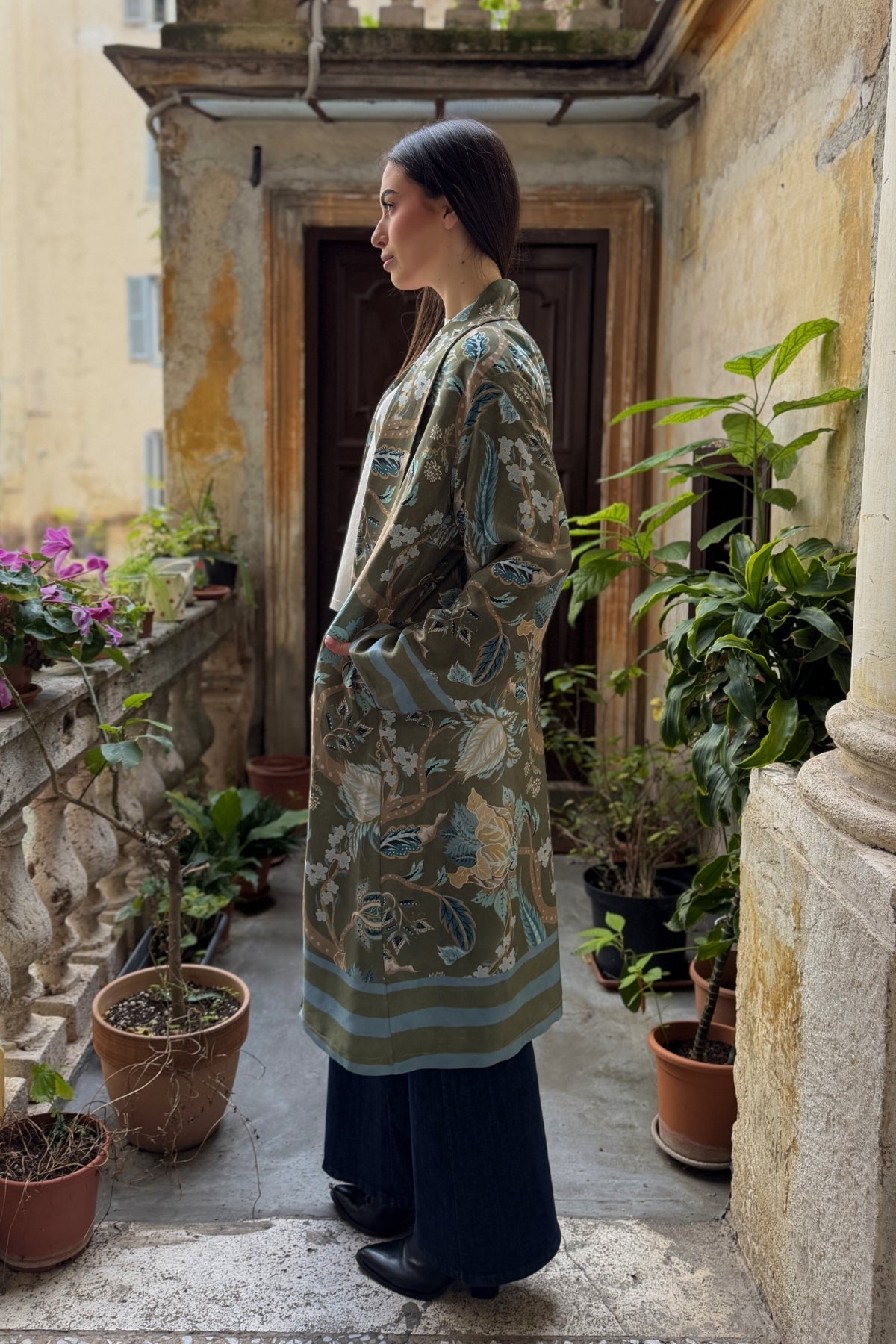 WU-SIDE - kimono mid viscosa - VERDE