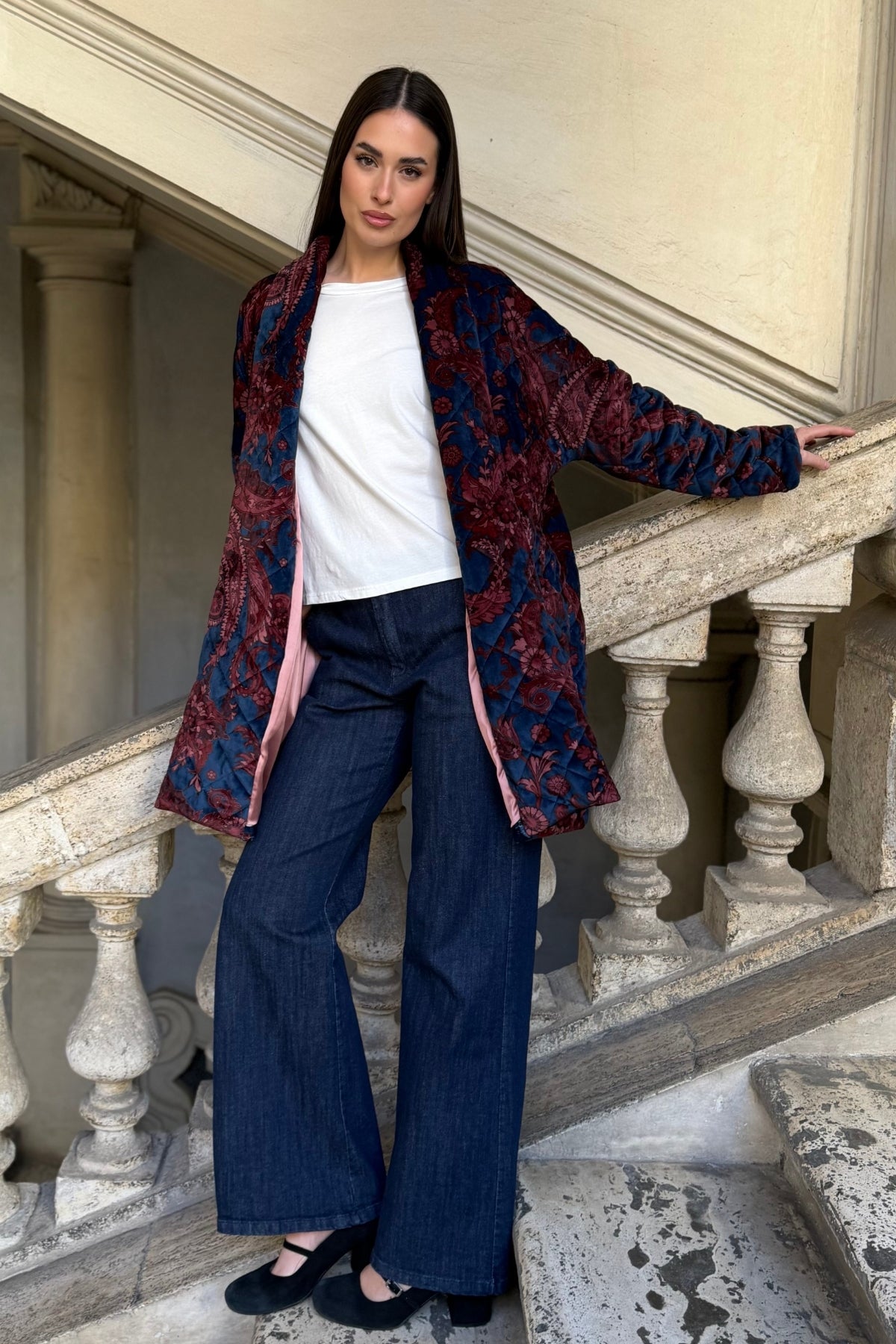 FLOW - kimono velluto paris - blue burgundy