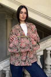 ARTEFILIA-MILANO - clutch bag cotton stella - MILITARY GARDEN