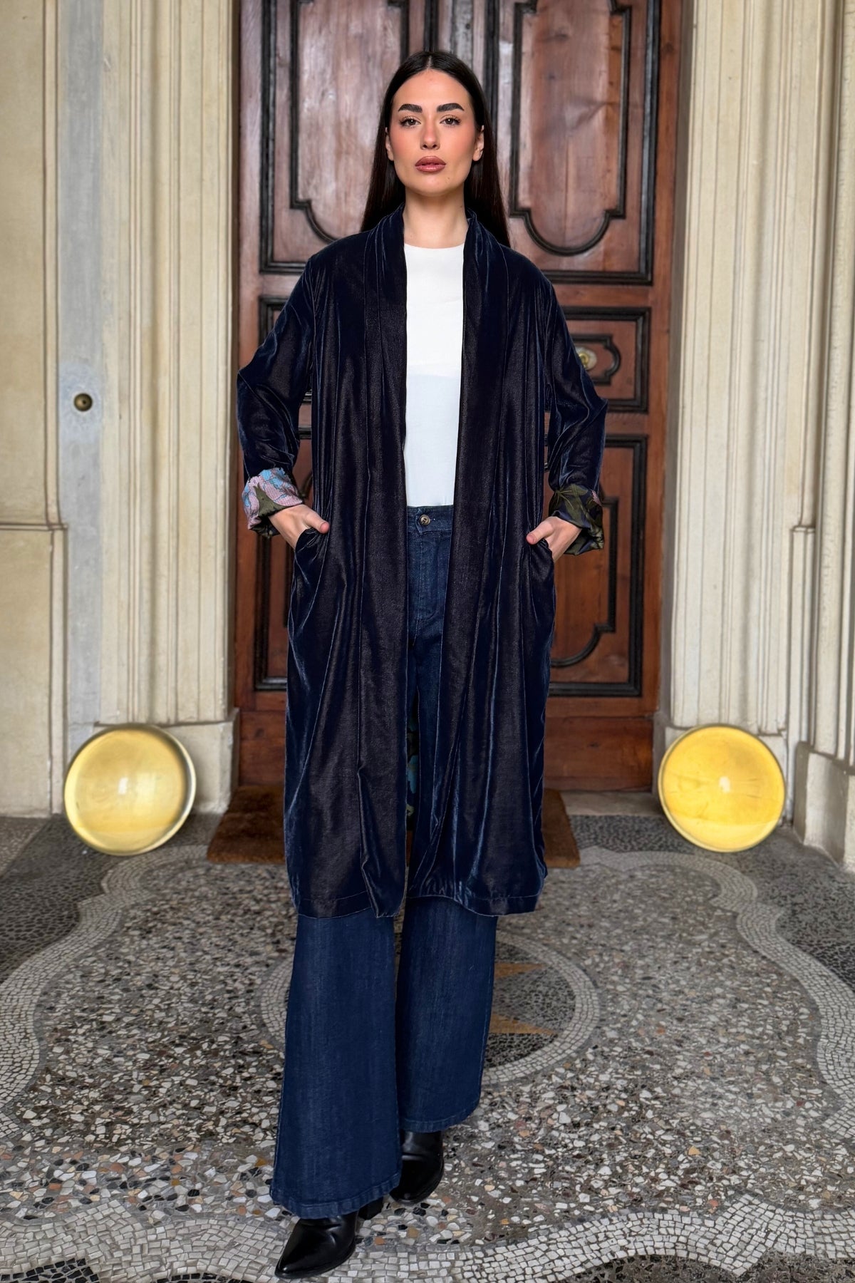 WU-SIDE - kimono velluto - ANTRACITE